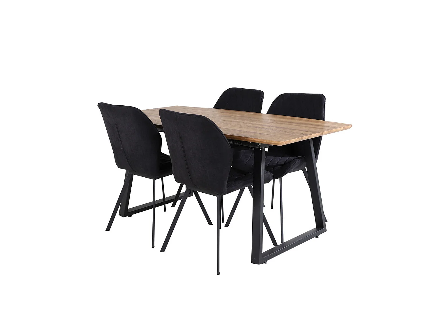 IncaNABL ensemble table, table extensible longueur cm160 / 200 El bois décor et 4 Gemma chaises noir.