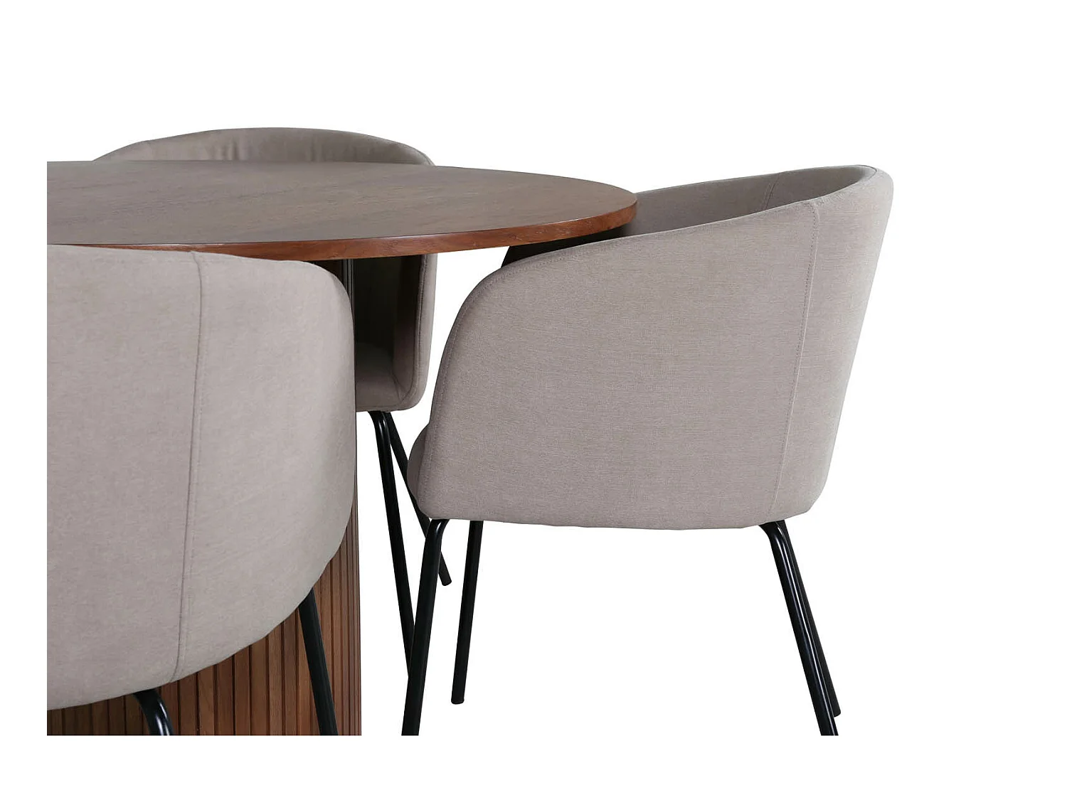 BiancaROWA Essgruppe Esstisch Eiche Furnier und 4 Berit Esszimmerstühle beige.