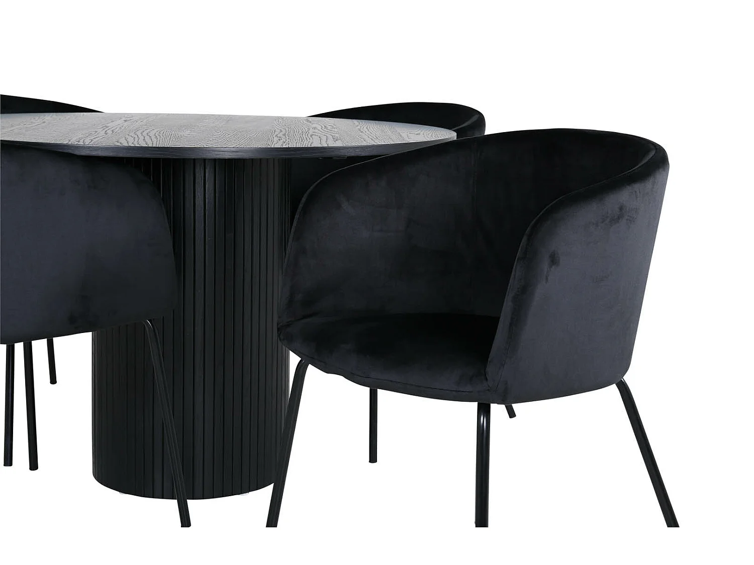 BiancaROBL ensemble table, table noir et 4 Berit chaises Velours noir.
