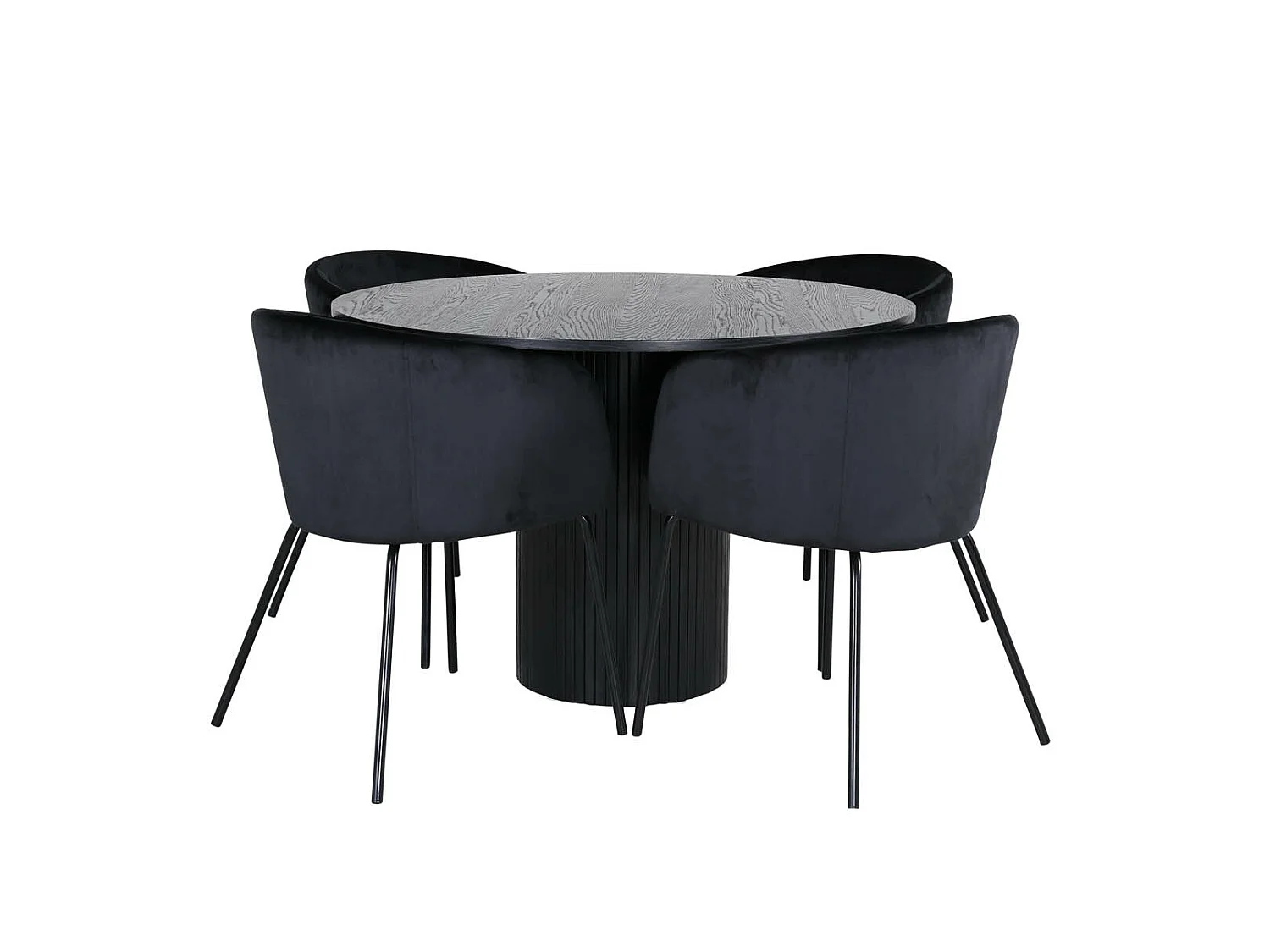BiancaROBL ensemble table, table noir et 4 Berit chaises Velours noir.