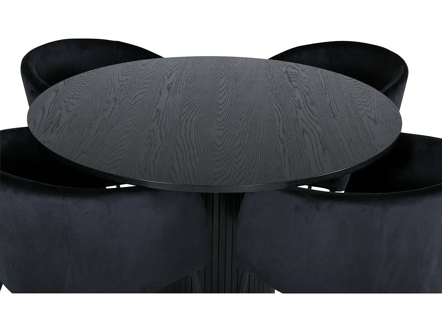 BiancaROBL ensemble table, table noir et 4 Berit chaises Velours noir.