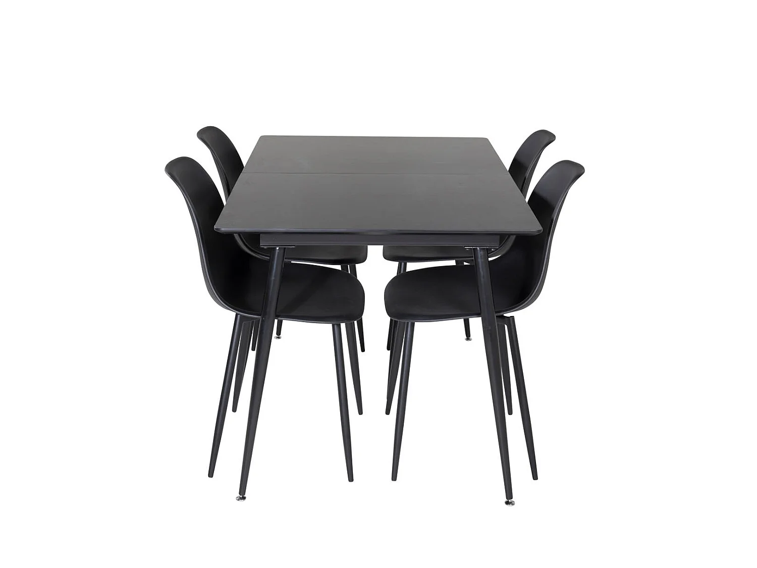 SilarBLExt ensemble table, table extensible longueur cm120 / 160 noir et 4 Polar chaises noir.