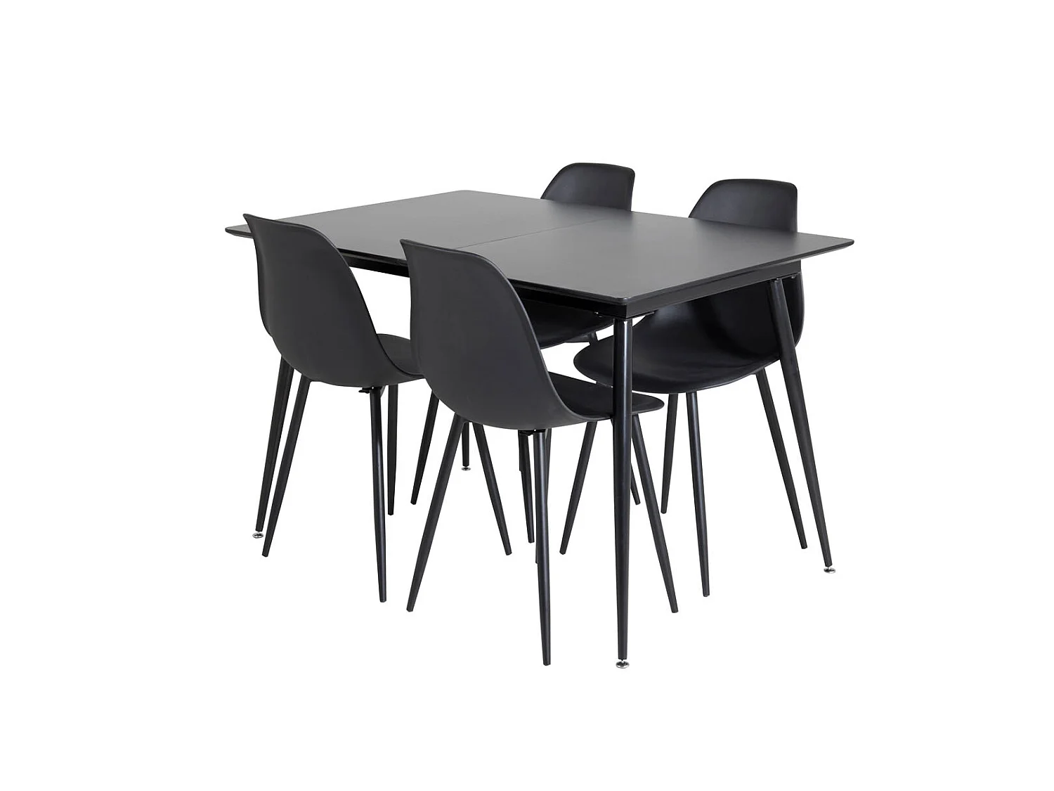 SilarBLExt ensemble table, table extensible longueur cm120 / 160 noir et 4 Polar chaises noir.
