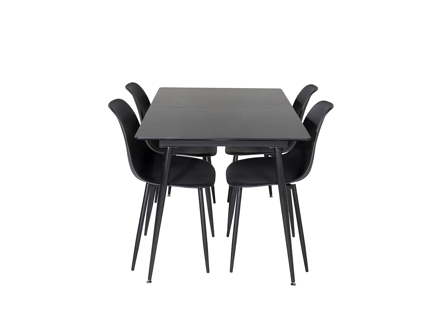 SilarBLExt ensemble table, table extensible longueur cm120 / 160 noir et 4 Polar chaises noir.