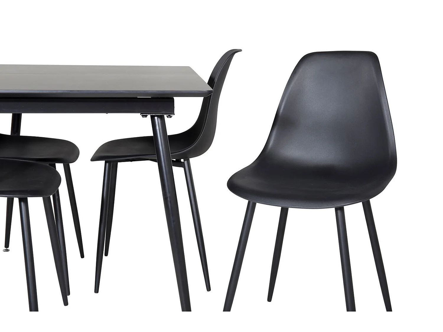 SilarBLExt ensemble table, table extensible longueur cm120 / 160 noir et 4 Polar chaises noir.