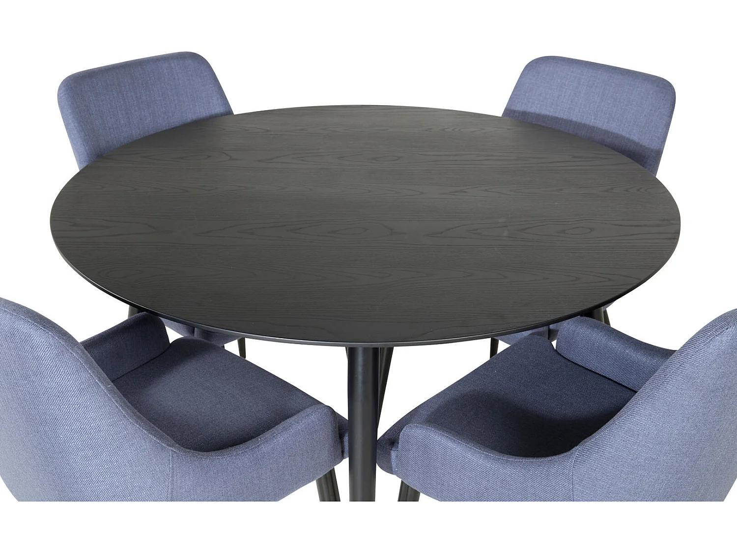 DippØ115BLBR ensemble table, table noir et 4 Plaza chaises bleu, noir.