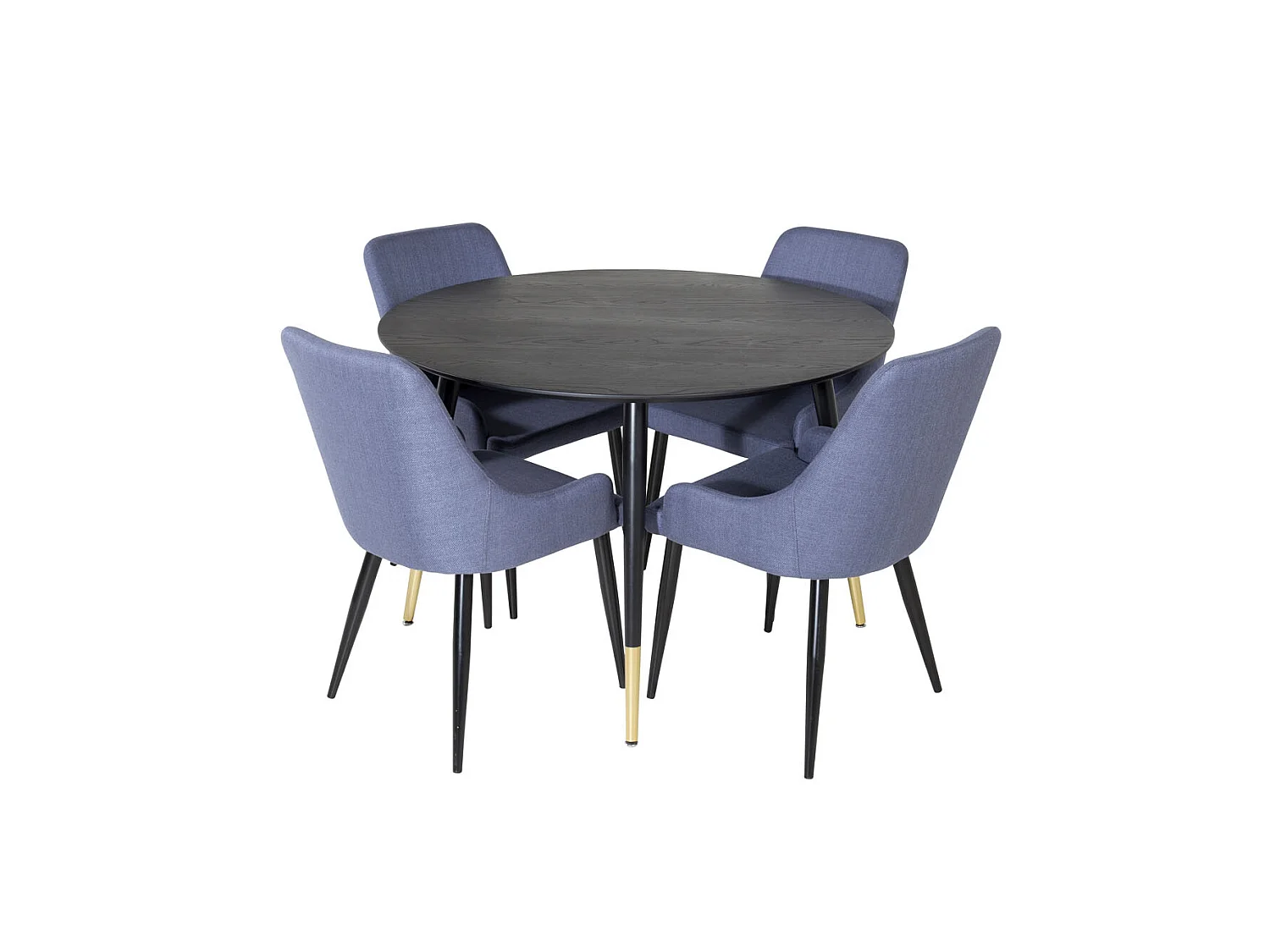 DippØ115BLBR ensemble table, table noir et 4 Plaza chaises bleu, noir.