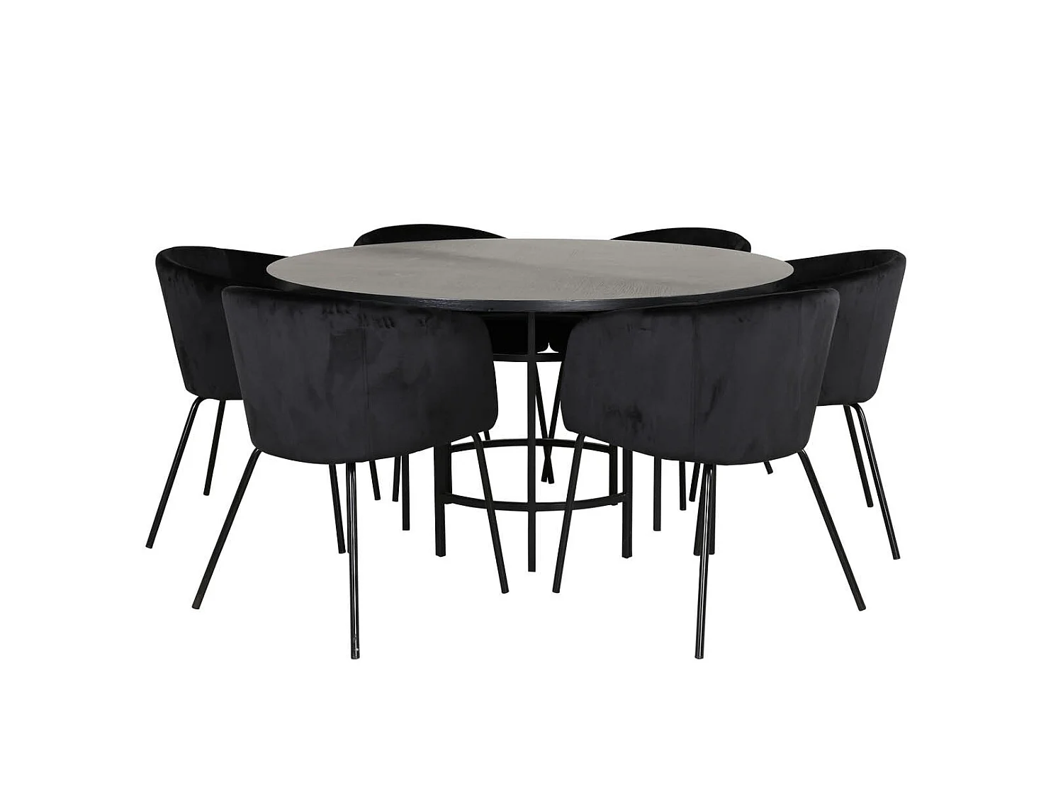 Copenhagen ensemble table, table marron et 6 Berit chaises Velours noir.