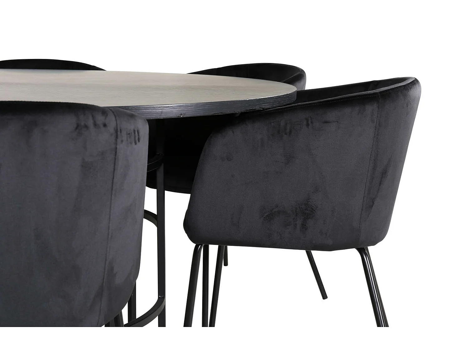 Copenhagen ensemble table, table marron et 6 Berit chaises Velours noir.