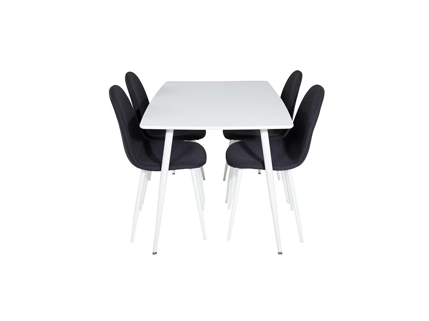 Polar120X80WHWH ensemble table, table blanc et 4 Polar chaises noir, blanc.
