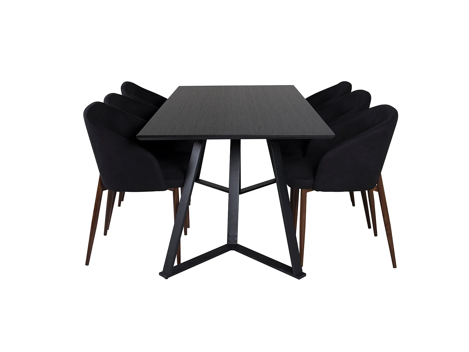 MarinaBLBL ensemble table, table noir et 6 Arch chaises noir.