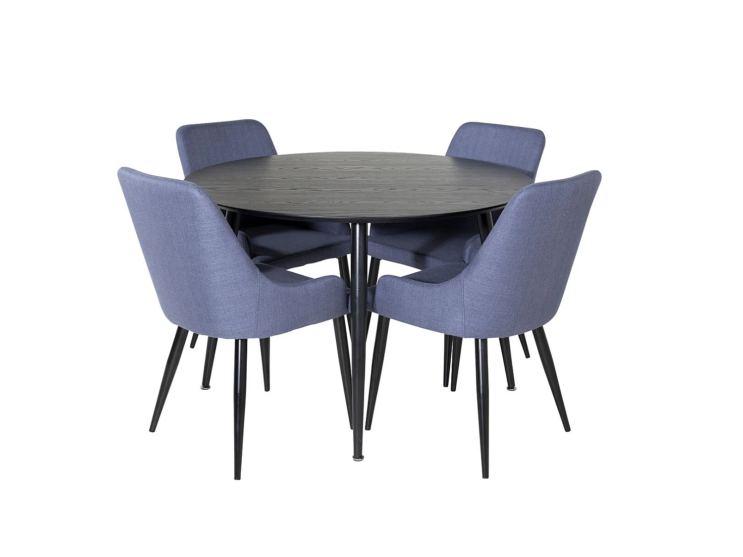 DippØ115BLBL ensemble table, table noir et 4 Plaza chaises bleu, noir.