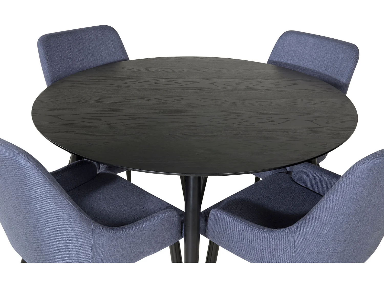 DippØ115BLBL ensemble table, table noir et 4 Plaza chaises bleu, noir.