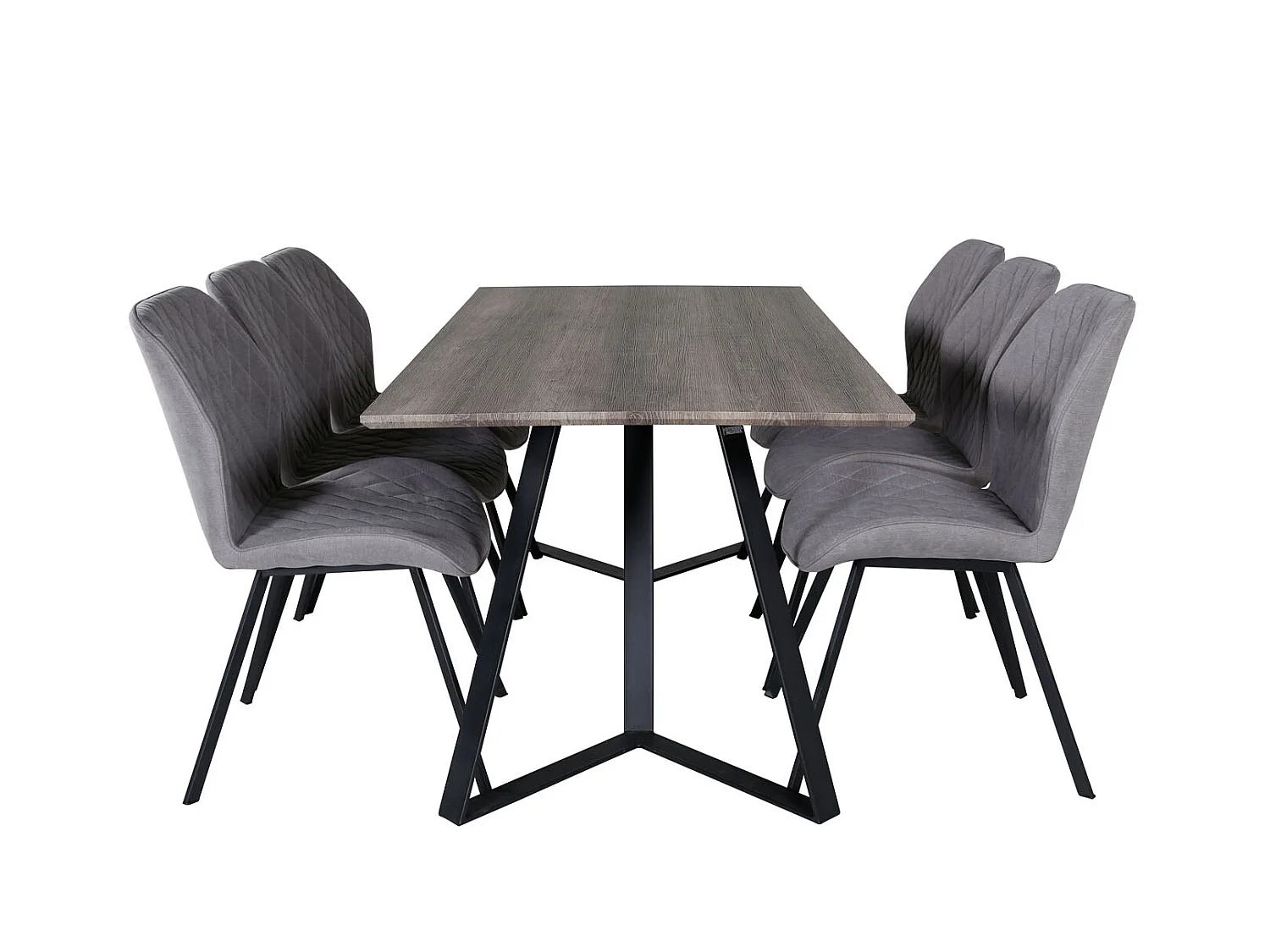 MarinaGRBL ensemble table, table El bois décor gris et 6 Gemma chaises gris.