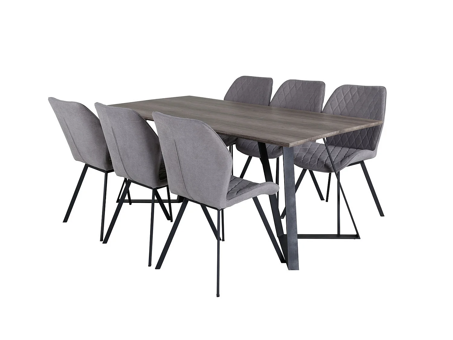 MarinaGRBL ensemble table, table El bois décor gris et 6 Gemma chaises gris.