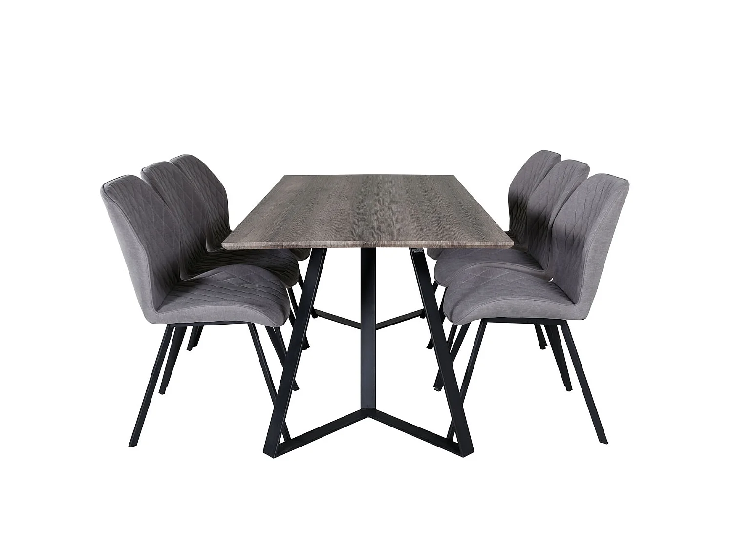 MarinaGRBL ensemble table, table El bois décor gris et 6 Gemma chaises gris.