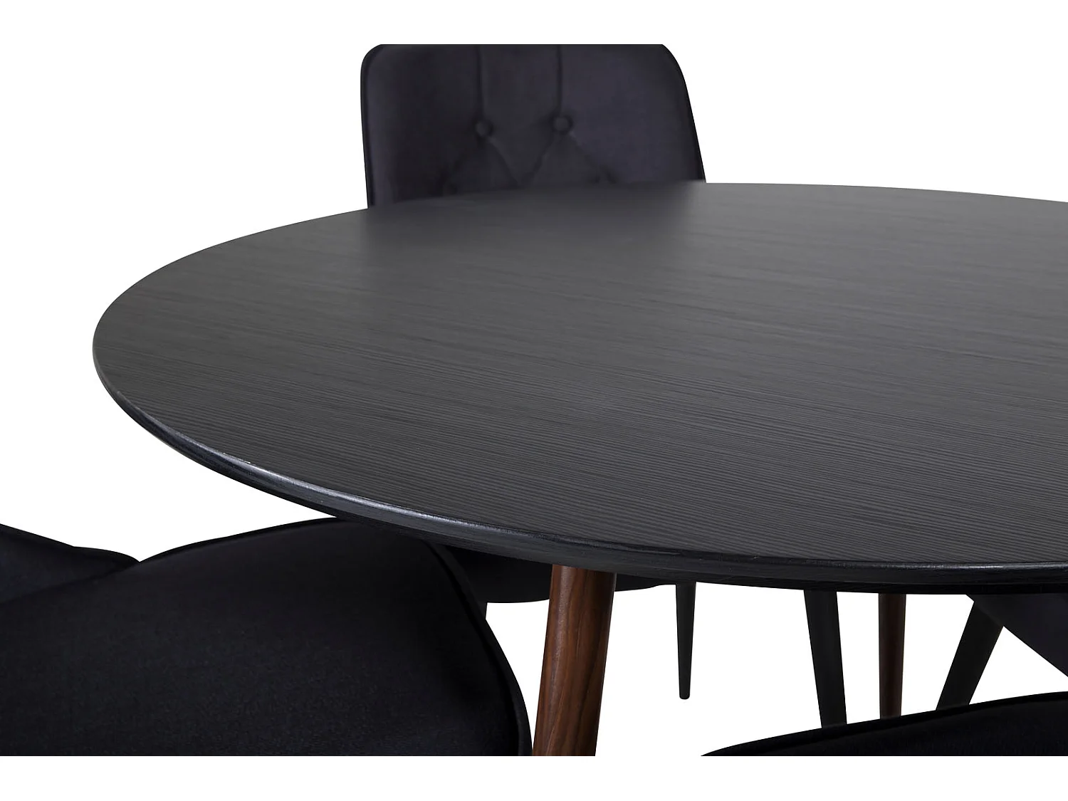 PlazaBLWA100 ensemble table, table noir et 4 Velvet Deluxe chaises noir.