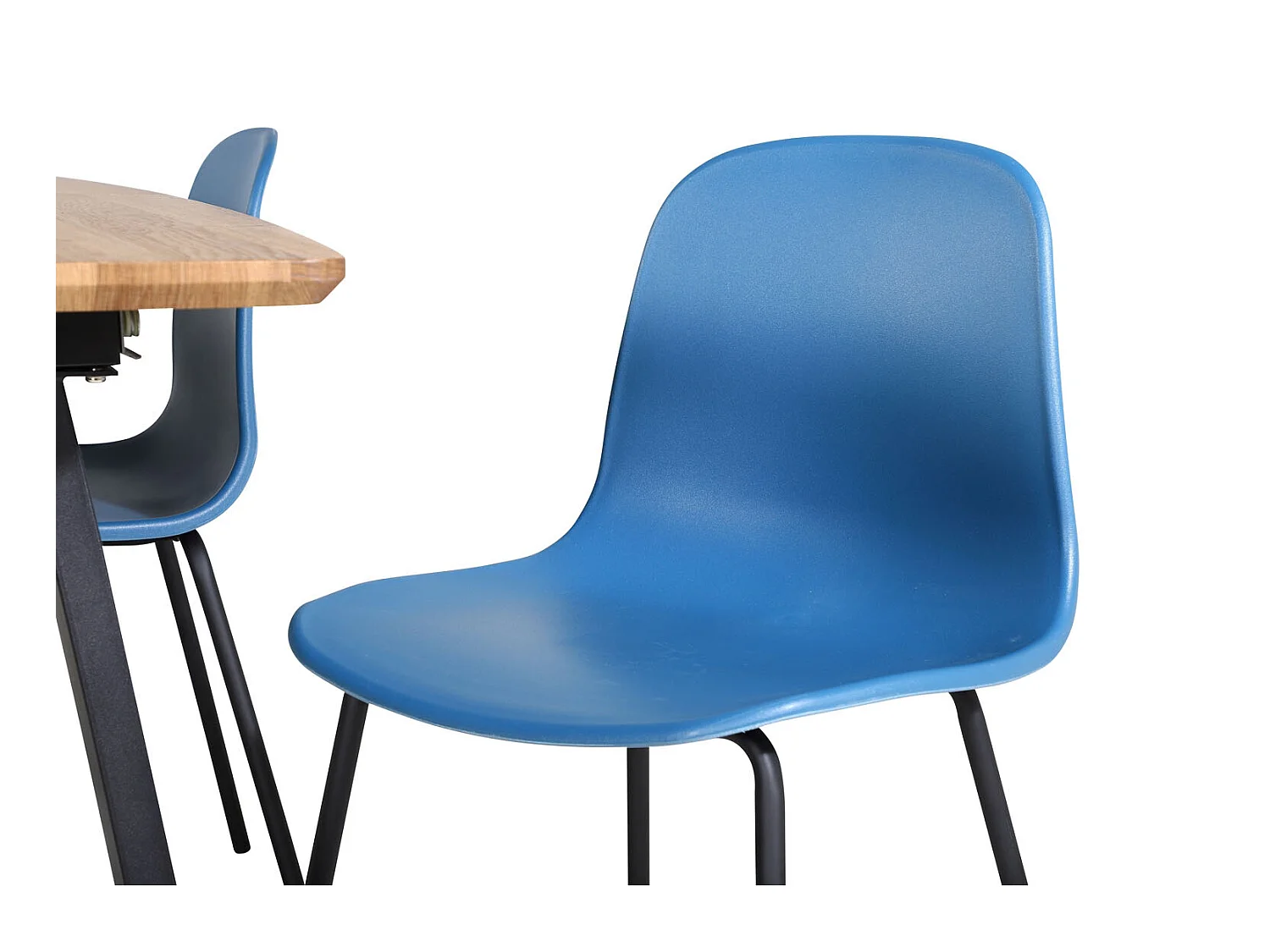 IncaNABL ensemble table, table extensible longueur cm160 / 200 El bois décor et 4 Arctic chaises bleu, noir.
