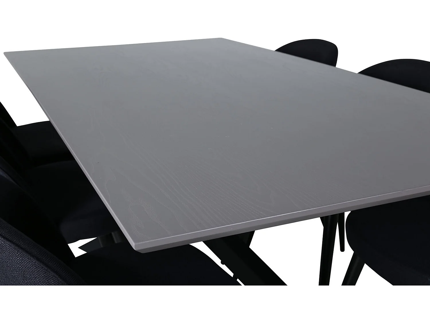 PiazzaGRBL ensemble table, table gris et 6 Velvet chaises noir.