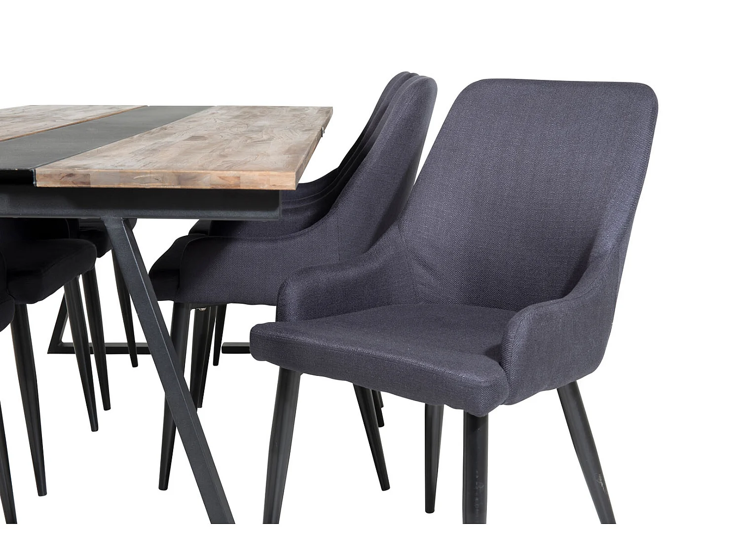 Jakarta ensemble table, table teck et 6 Plaza chaises noir.