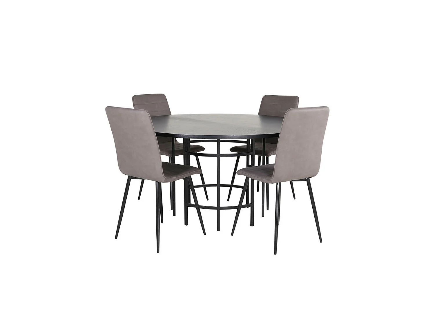 Copenhagen ensemble table, table marron et 4 Windu Lyx chaises gris.