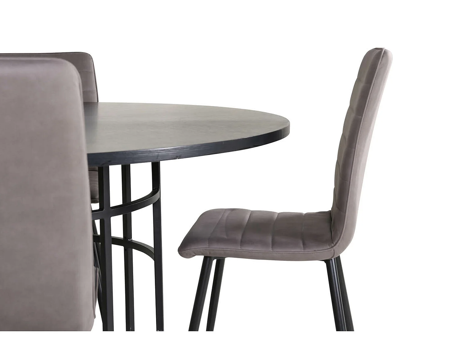 Copenhagen ensemble table, table marron et 4 Windu Lyx chaises gris.