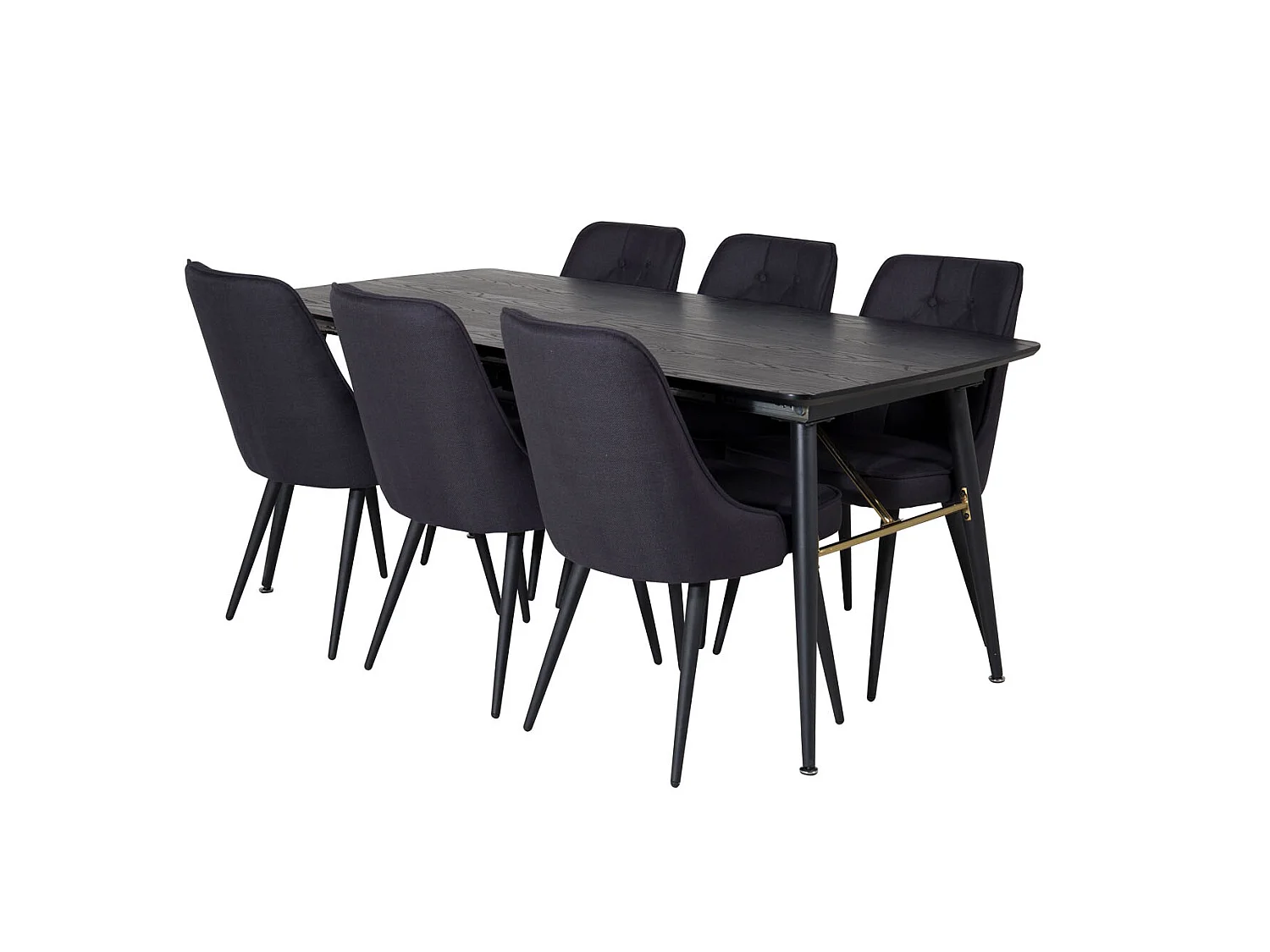 Gold ensemble table, table extensible longueur cm180 / 220 noir et 6 Velvet Deluxe chaises noir.