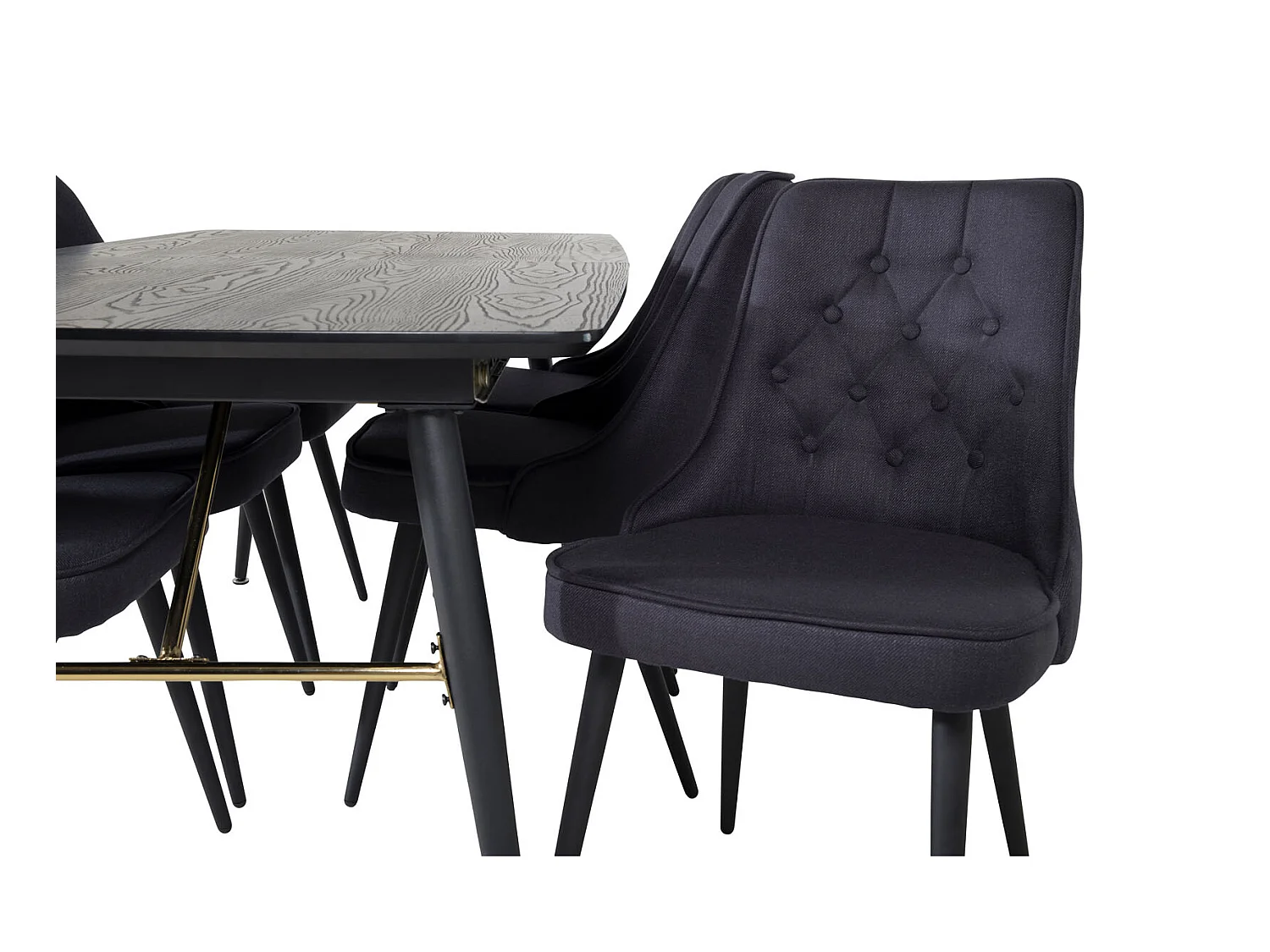 Gold ensemble table, table extensible longueur cm180 / 220 noir et 6 Velvet Deluxe chaises noir.