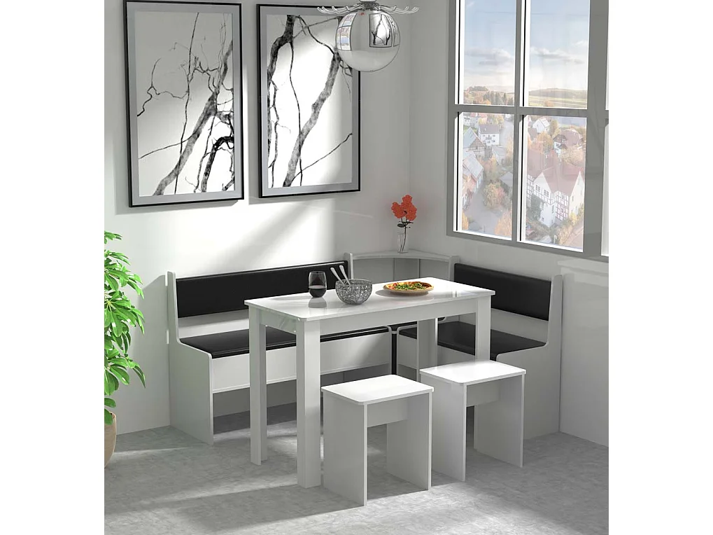 Dining Group Esal White H. 80 x W. 153 x D. 153 cm