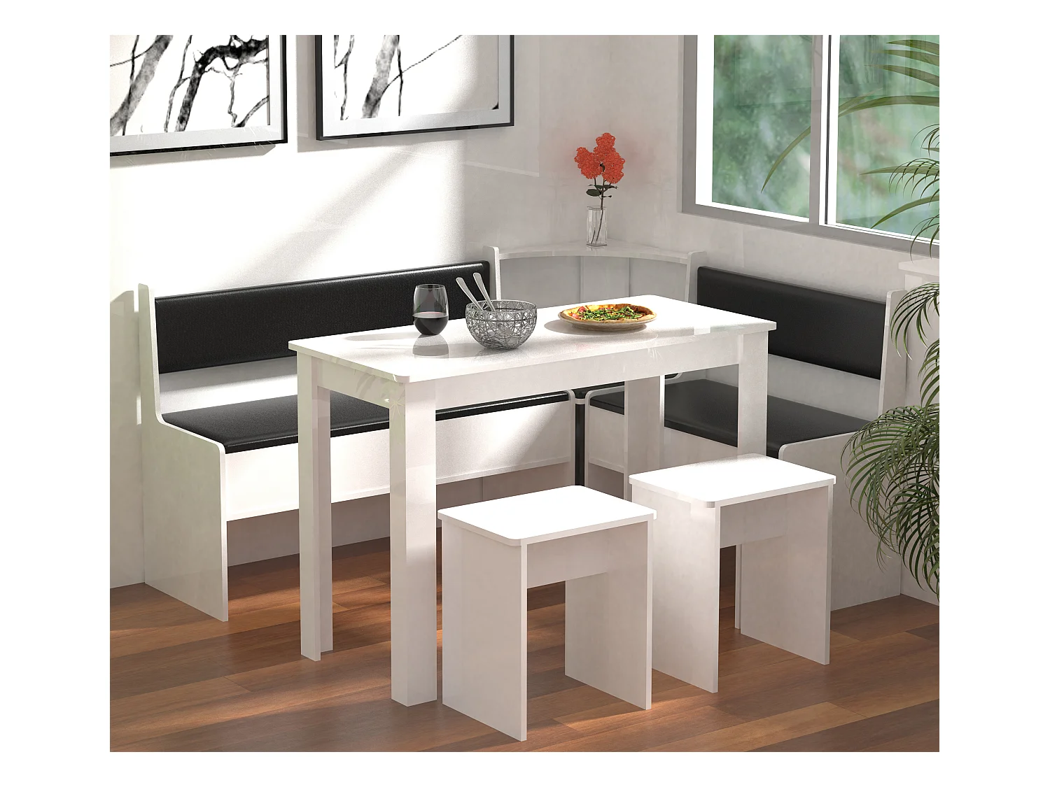 Dining Group Esal White H. 80 x W. 153 x D. 153 cm