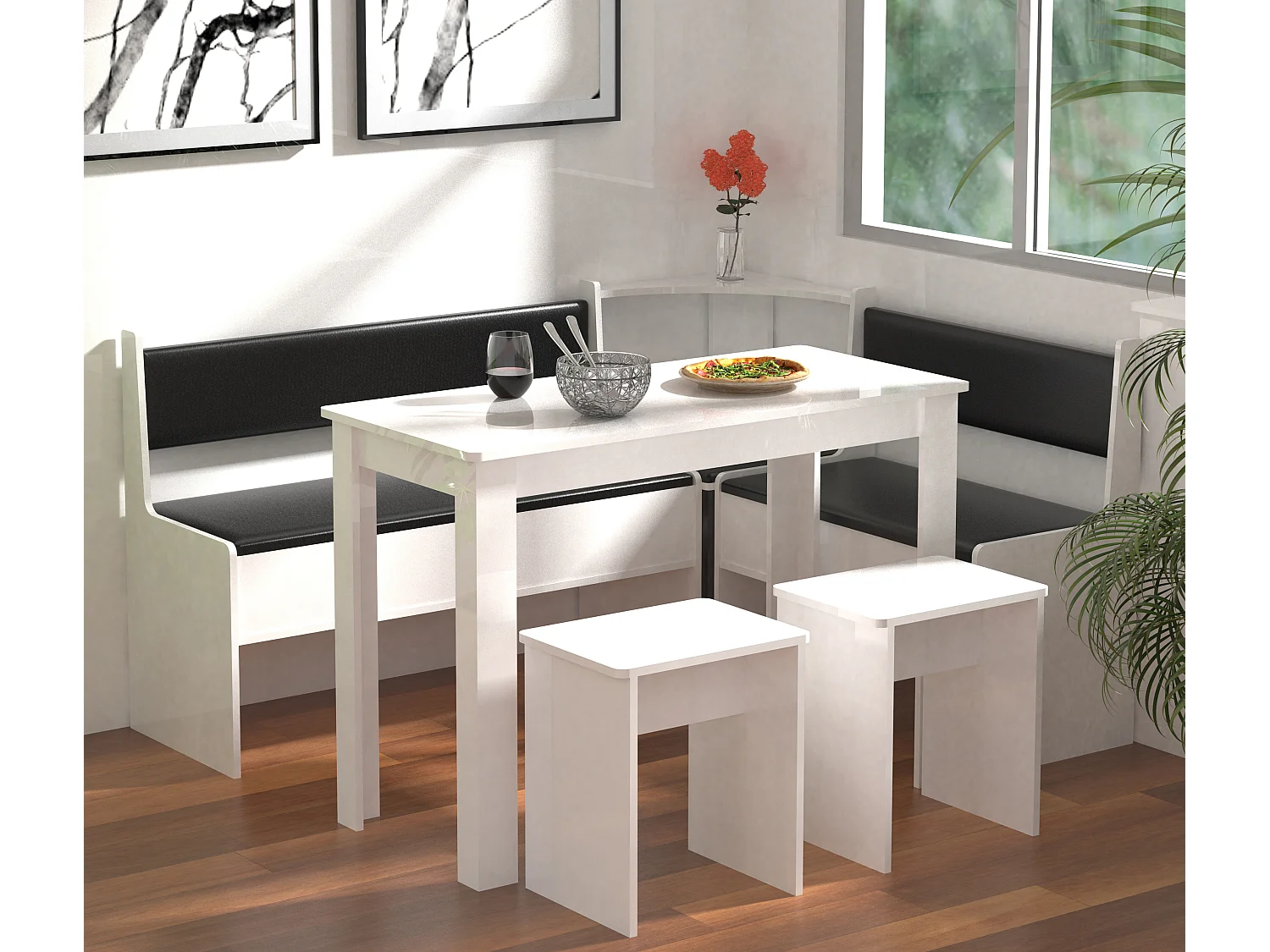 Dining Group Esal White H. 80 x W. 153 x D. 153 cm