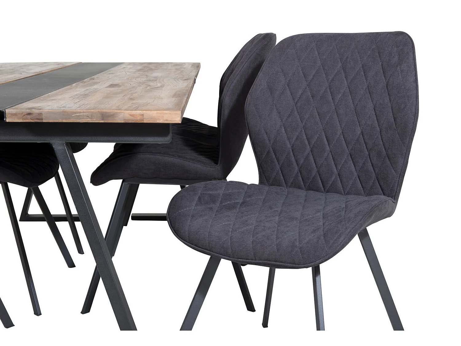 Jakarta ensemble table, table teck et 6 Gemma chaises noir.
