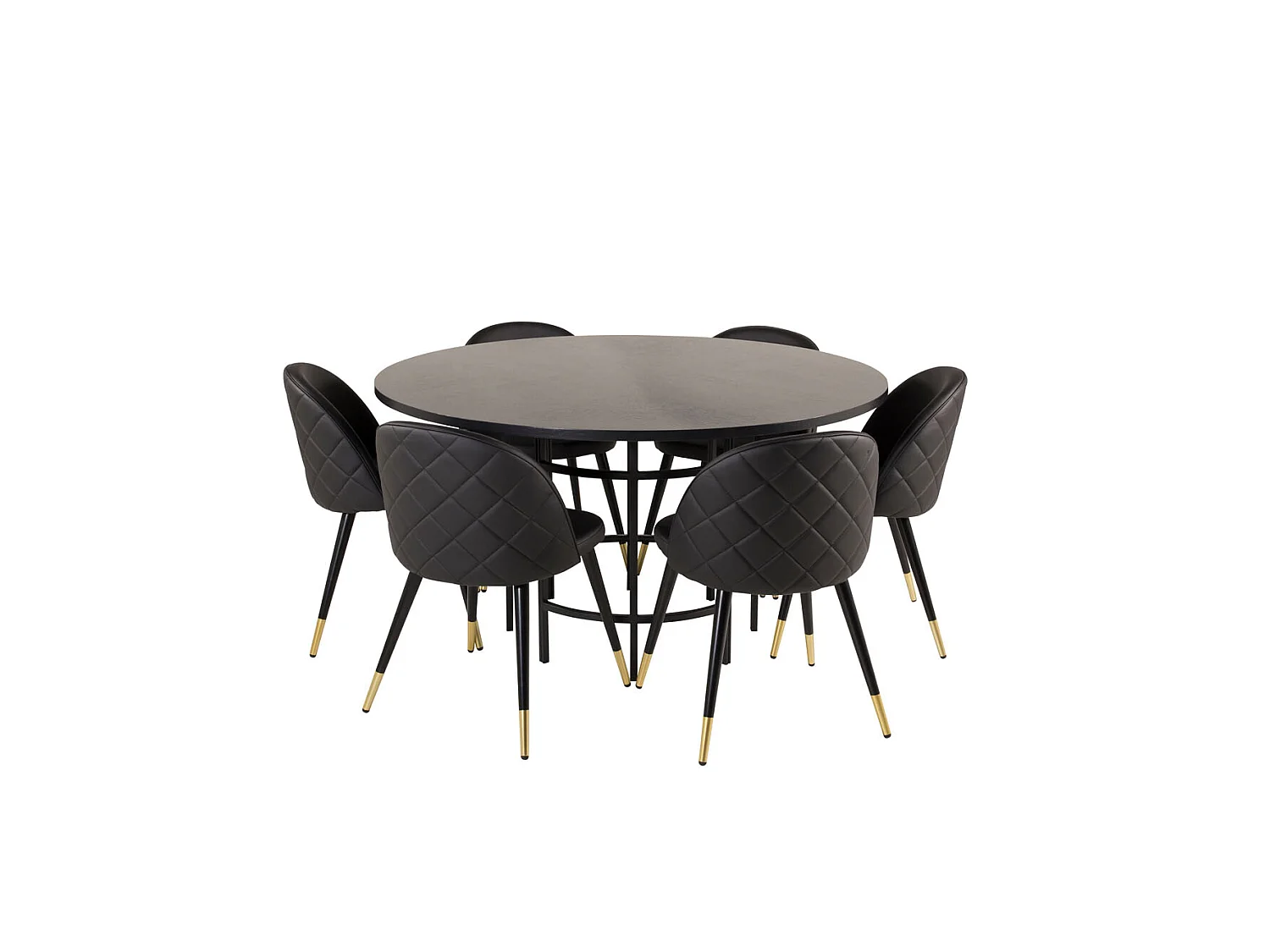Copenhagen ensemble table, table marron et 6 Velvet chaises Similicuir PU noir.