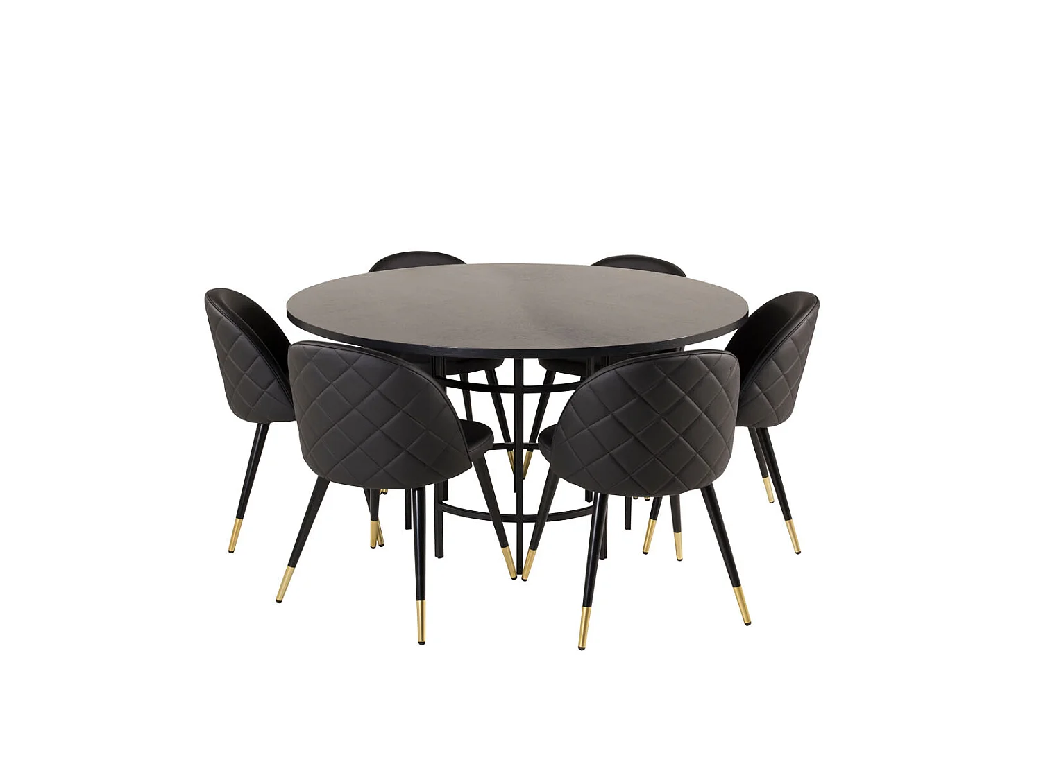 Copenhagen ensemble table, table marron et 6 Velvet chaises Similicuir PU noir.