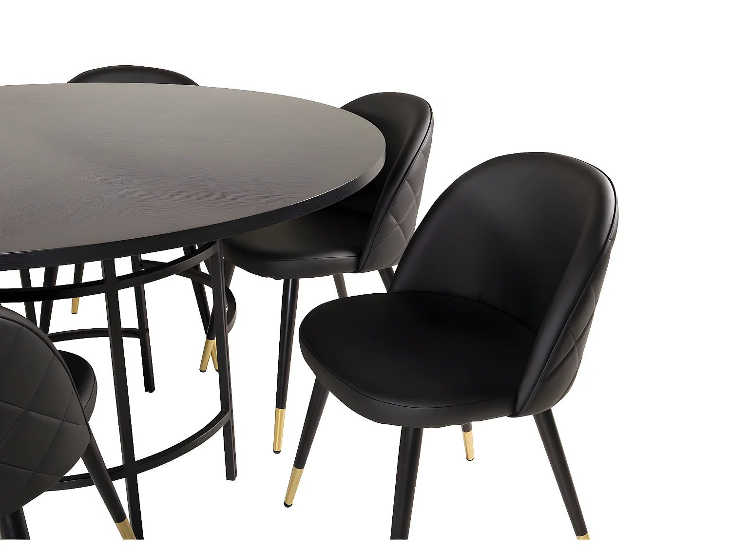 Copenhagen ensemble table, table marron et 6 Velvet chaises Similicuir PU noir.