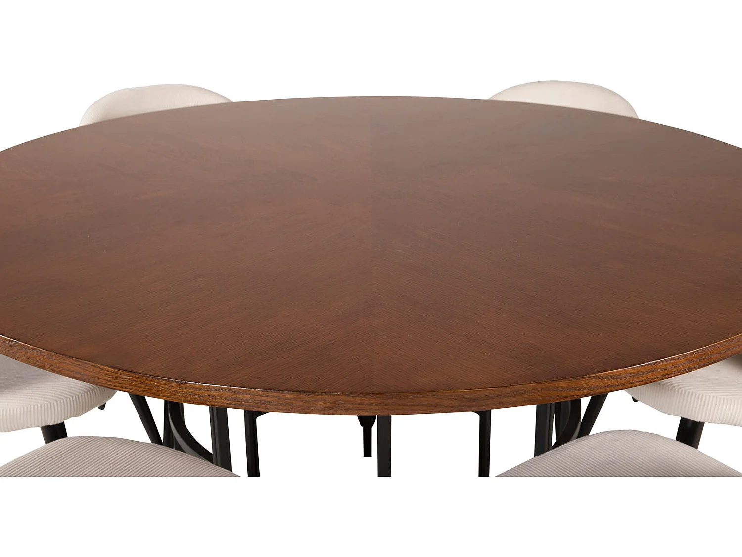 Copenhagen ensemble table, table marron et 6 Velvet chaises Velours côtelé beige, noir.