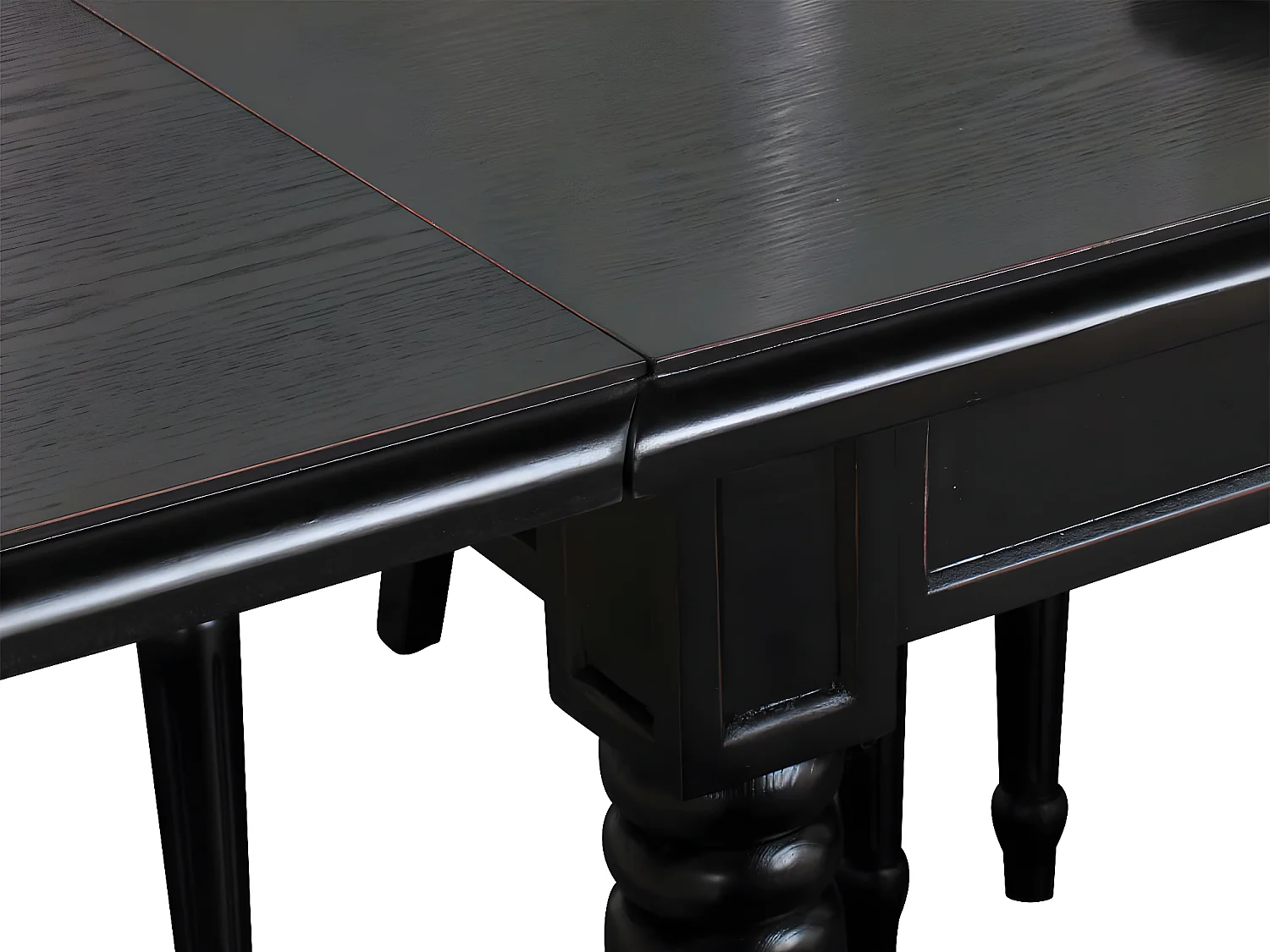 Amaretta Ensemble de salle à manger 100x180/280, 2 extensions inclues, noirs avec 6 chaises rococo vintages, noir.