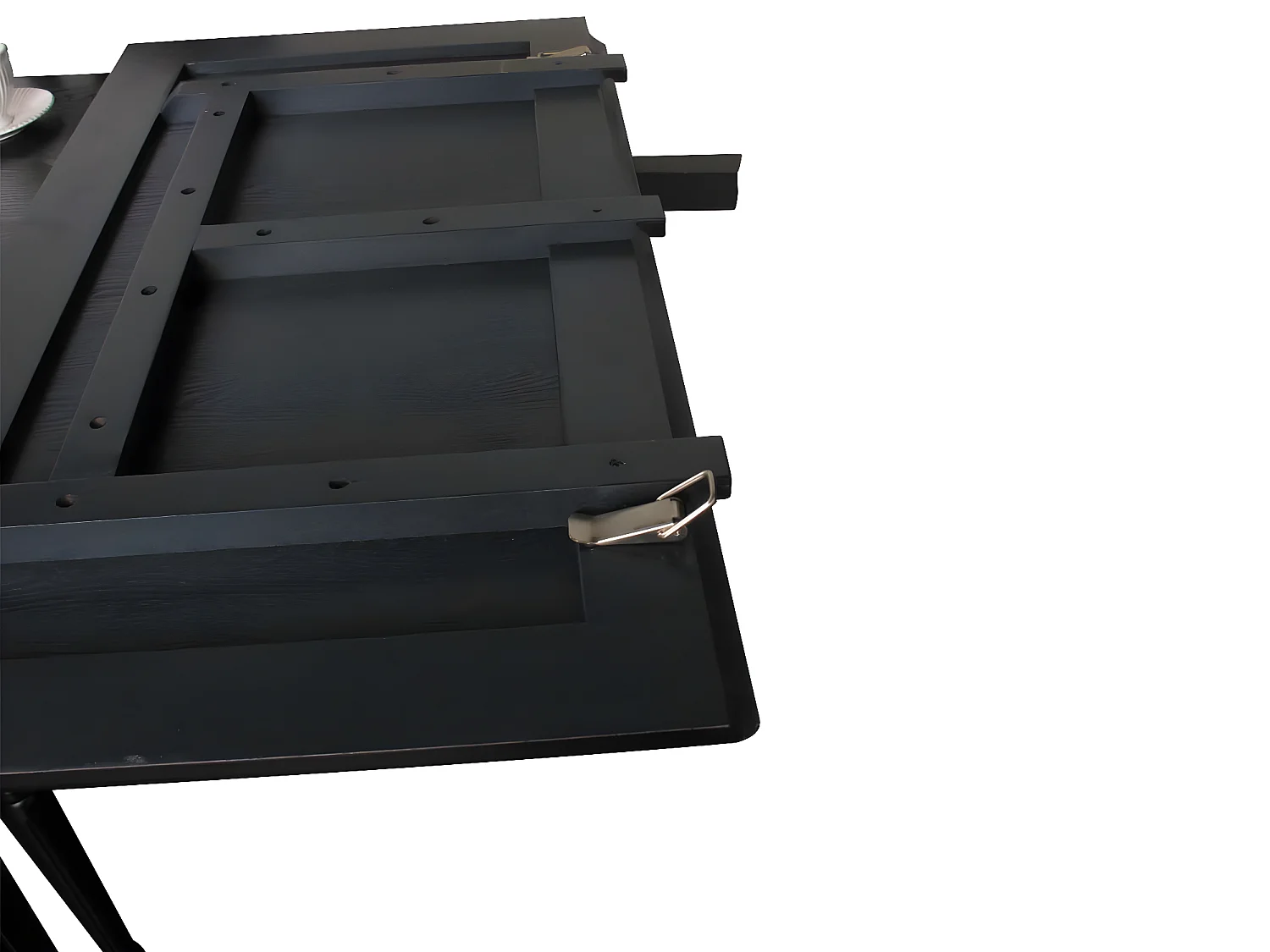 Amaretta Ensemble de salle à manger 100x180/280, 2 extensions inclues, noirs avec 6 chaises rococo vintages, noir.