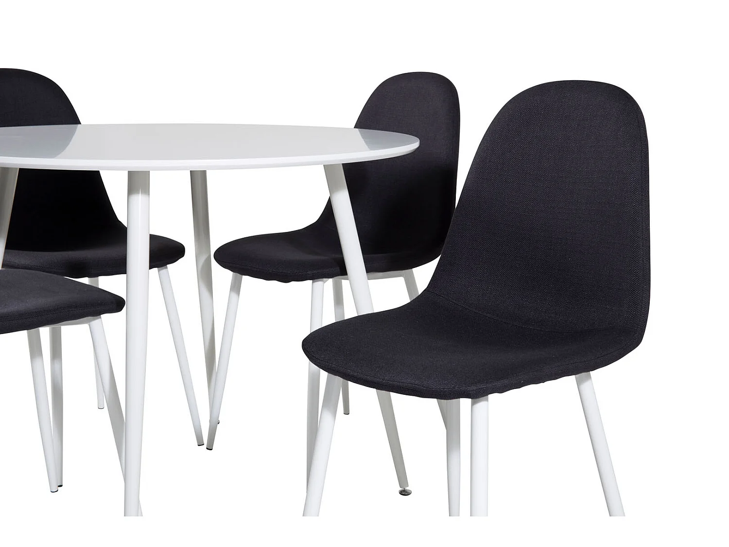 PlazaWHWH100 ensemble table, table blanc et 4 Polar chaises noir, blanc.