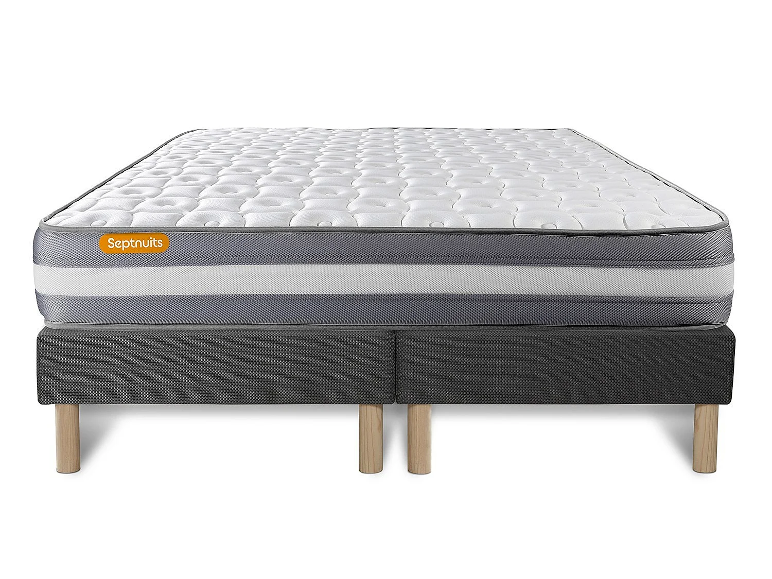 Matelas 180x200 + double sommiers gris 90x200 Memo Plus Mémoire de forme 3 zones