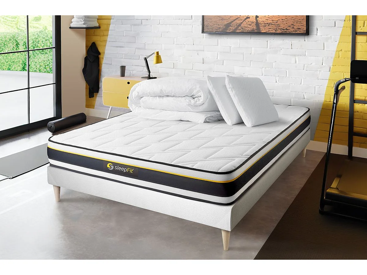Compleet bedpakket - Matras 140x200 cm + Lattenbodem (set) + 2 kussens + Dekbed - Zacht