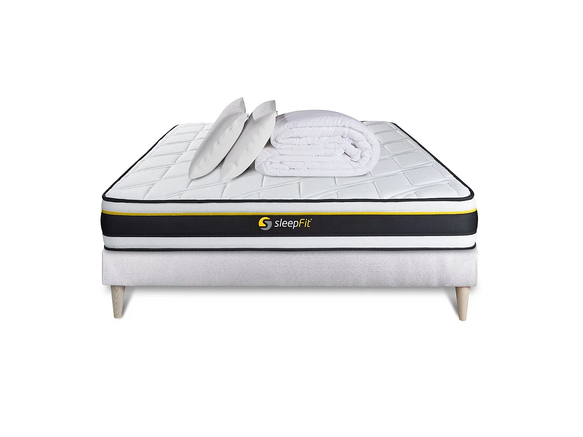 Compleet bedpakket - Matras 140x200 cm + Lattenbodem (set) + 2 kussens + Dekbed - Zacht