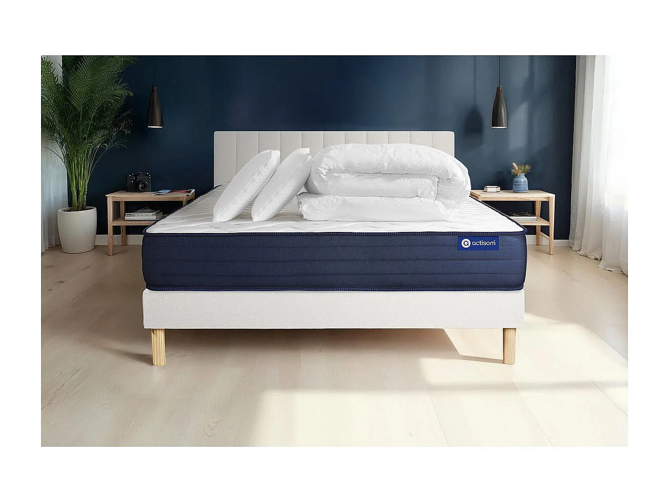 Compleet bedpakket - Matras 160x200 cm + Lattenbodem (kit) + 2 kussens + Dekbed - Actimemo Life