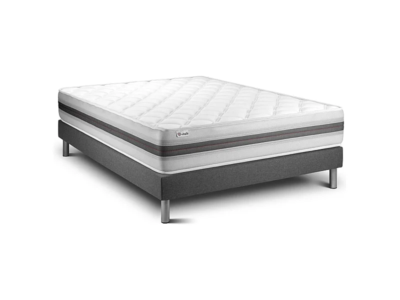 Ensemble VITALMEMO BACK 160x200cm sommier kit gris