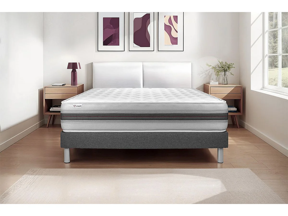 Conjunto VITALMEMO BACK 160 x 200 cm somier Kit gris