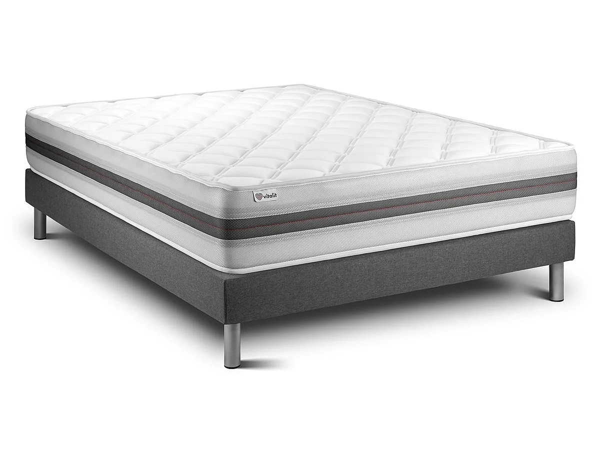Conjunto VITALMEMO BACK 160 x 200 cm somier Kit gris