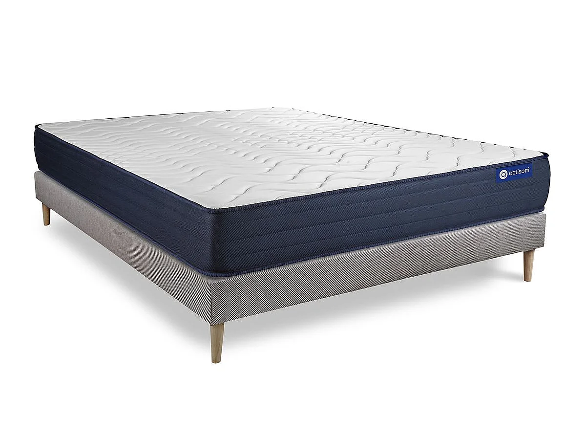 Ensemble matelas ACTIFLEX LIFE 140x190 Ressorts ensachés et Mémoire de forme 5zones de confort + sommier KIT gris