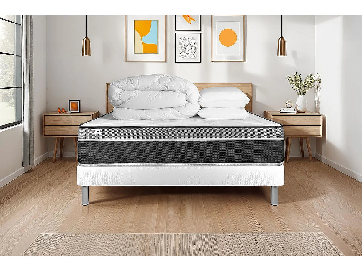 Pack prêt à dormir VITAL CARE 140 x 200 cm sommier Kit blanc