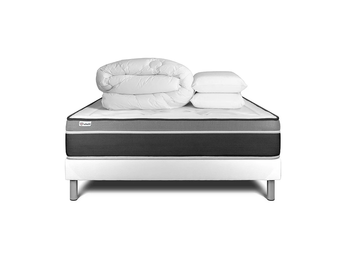Pack prêt à dormir VITAL CARE 140 x 200 cm sommier Kit blanc