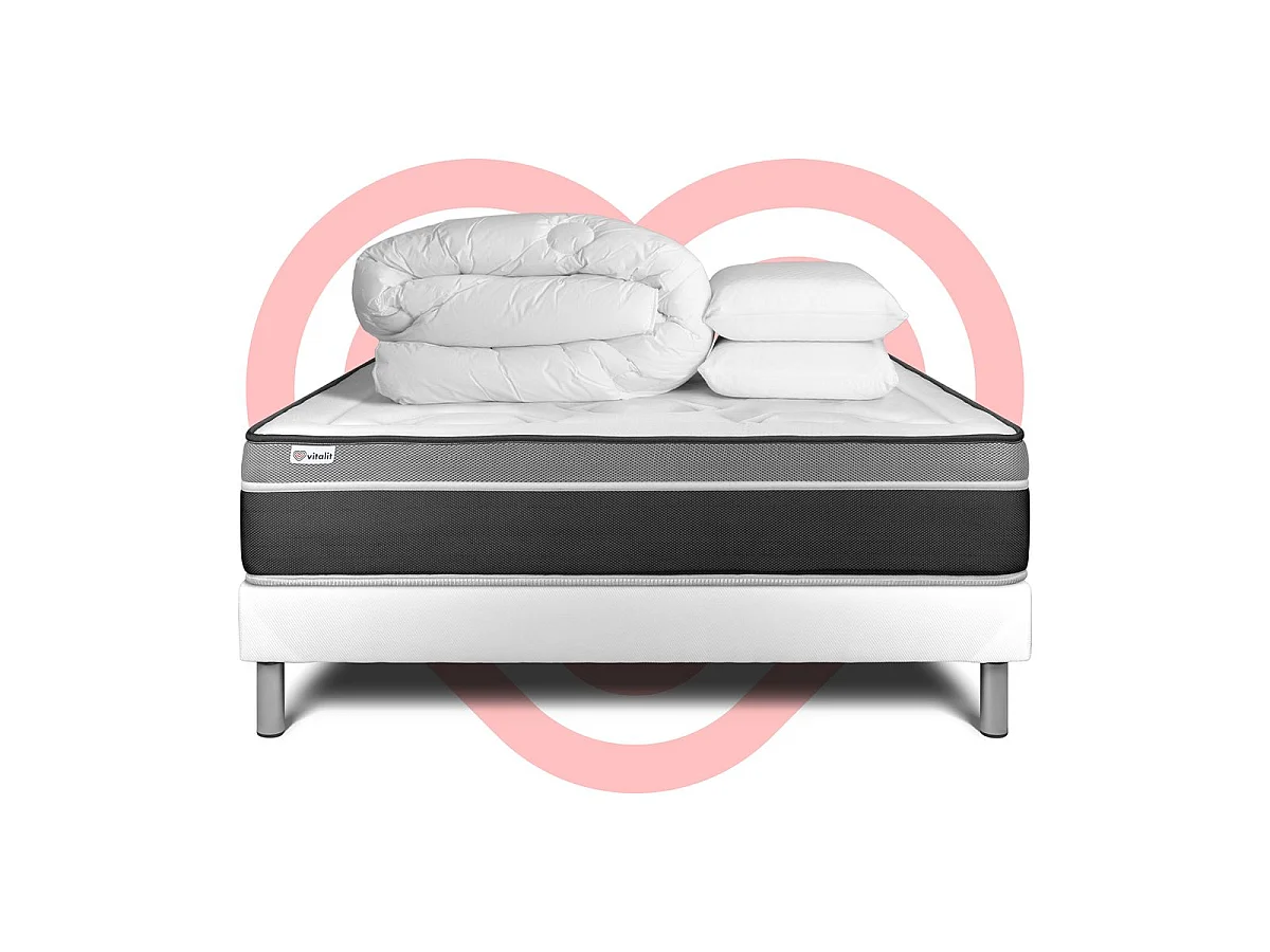 Pack prêt à dormir VITAL CARE 140 x 200 cm sommier Kit blanc